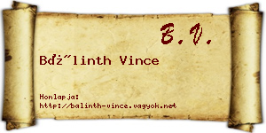 Bálinth Vince névjegykártya
